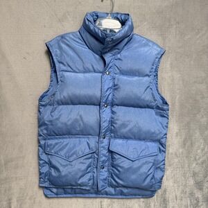 Vintage Frostline Vest Mens M Blue Down Puffer Snap Zip Pockets USA 70s 80s‎